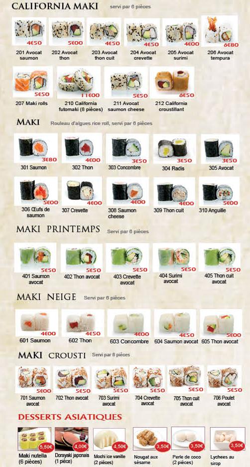 TOKYO SUSHI - Menu Image 2